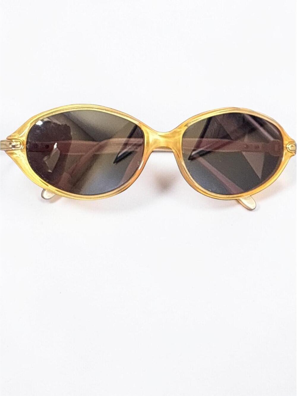 Vintage Burberry Sunglasses Womens Yellow Oval Acetate Brown Lens Italy Designer